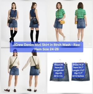 J.Crew Denim Mini Skirt in Birch Wash - Raw Hem Size 24-26